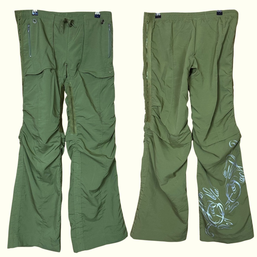 Nike Olive Green Bootcut Sporty Athletic Lightweight Vented Track Pants XS 0-2